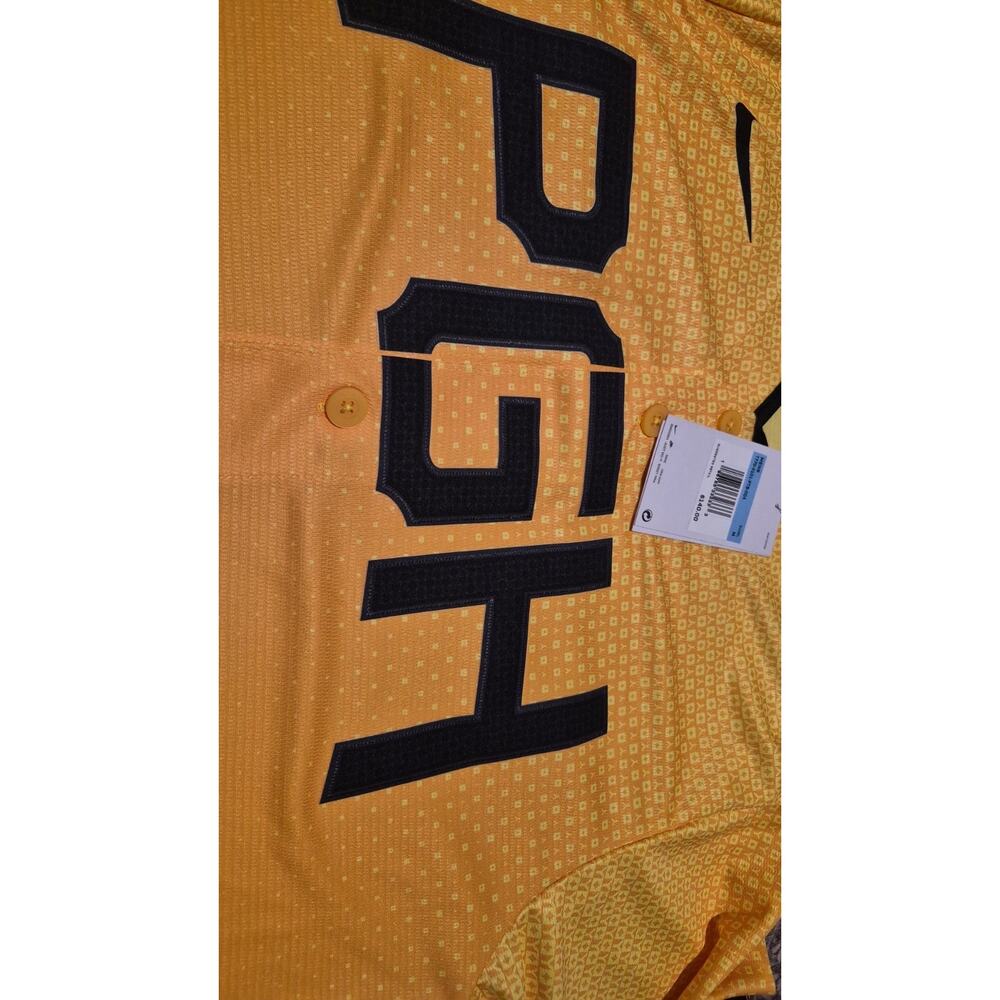 Nike Pittsburgh Pirates City Connect Jersey Mens M Yellow PGH MLB NWT - Picture 4 of 14